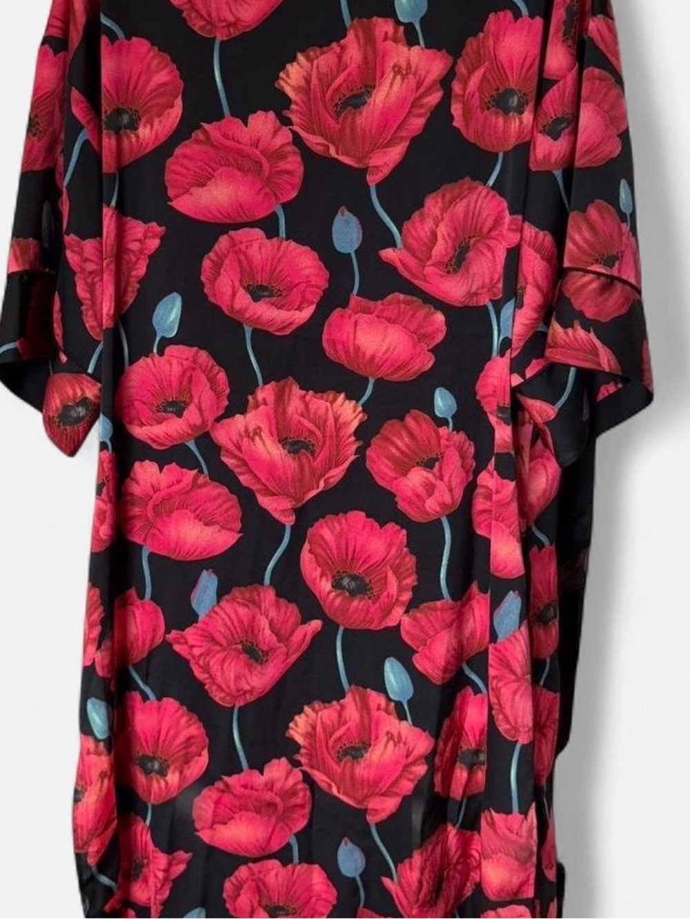 h&m red & black floral kimono wrap